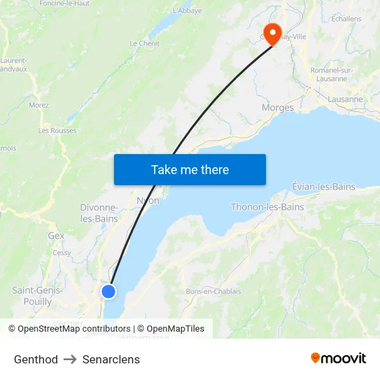 Genthod to Senarclens map