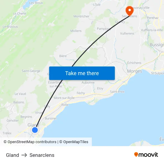 Gland to Senarclens map