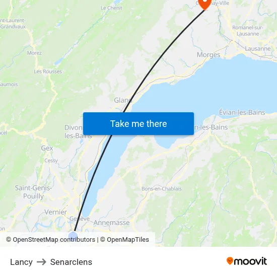 Lancy to Senarclens map