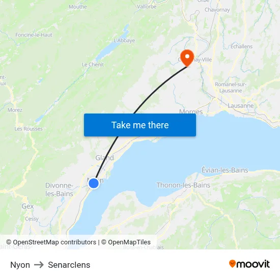 Nyon to Senarclens map