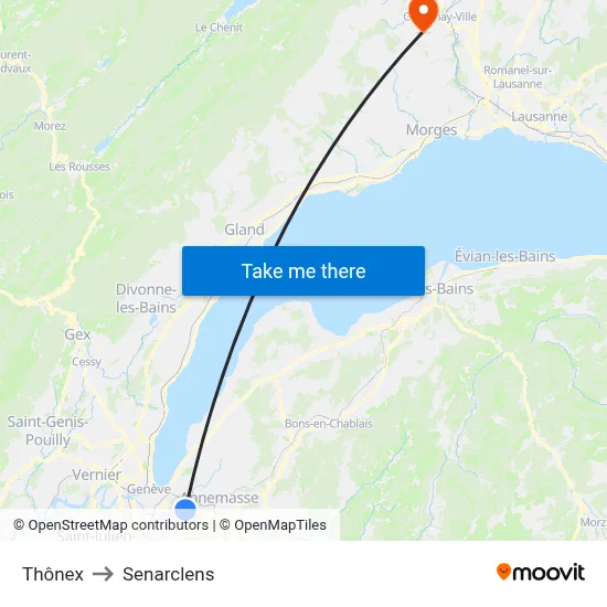 Thônex to Senarclens map