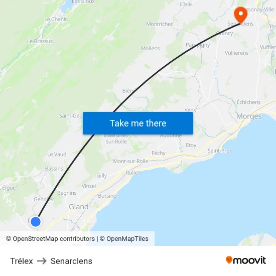 Trélex to Senarclens map