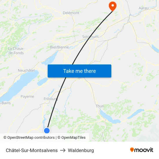 Châtel-Sur-Montsalvens to Waldenburg map