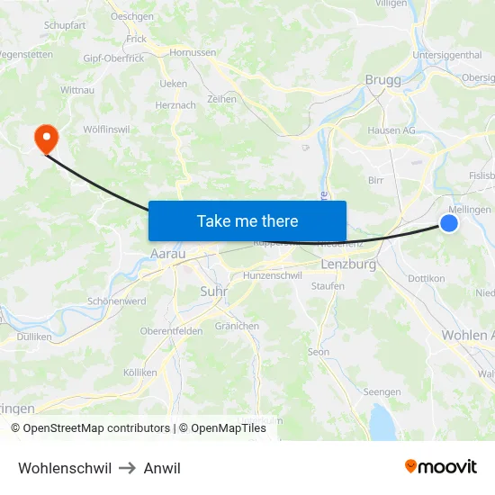 Wohlenschwil to Anwil map
