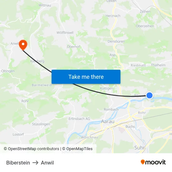 Biberstein to Anwil map