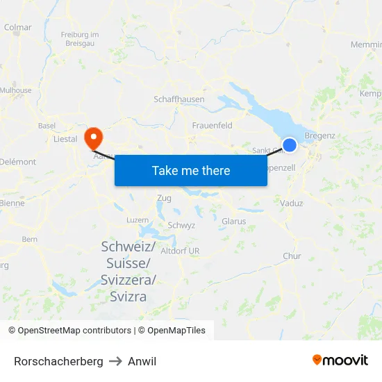 Rorschacherberg to Anwil map