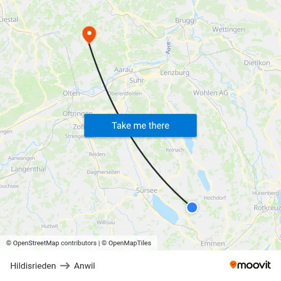 Hildisrieden to Anwil map
