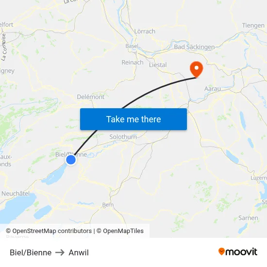 Biel/Bienne to Anwil map