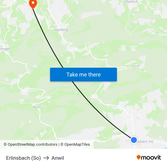 Erlinsbach (So) to Anwil map