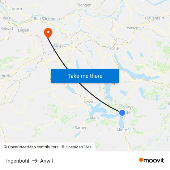 Ingenbohl to Anwil map