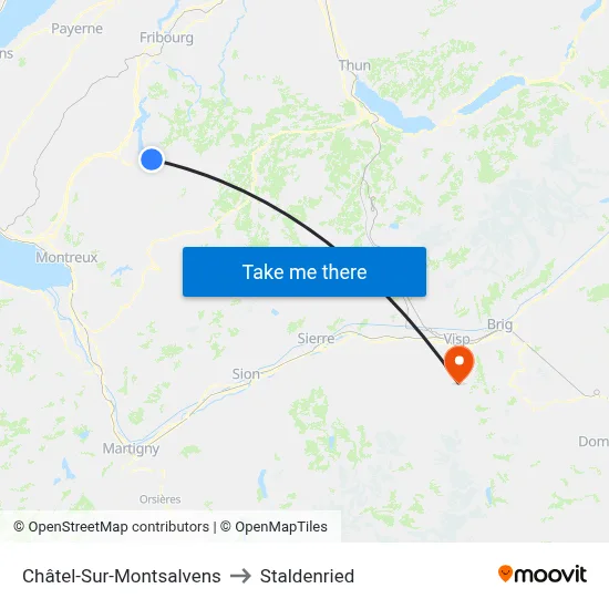 Châtel-Sur-Montsalvens to Staldenried map