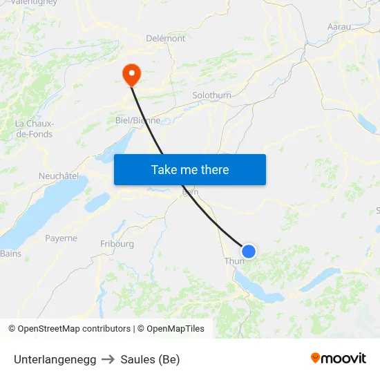 Unterlangenegg to Saules (Be) map