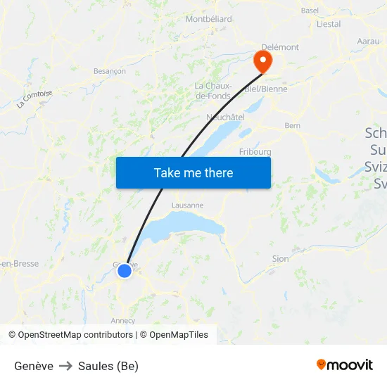 Genève to Saules (Be) map