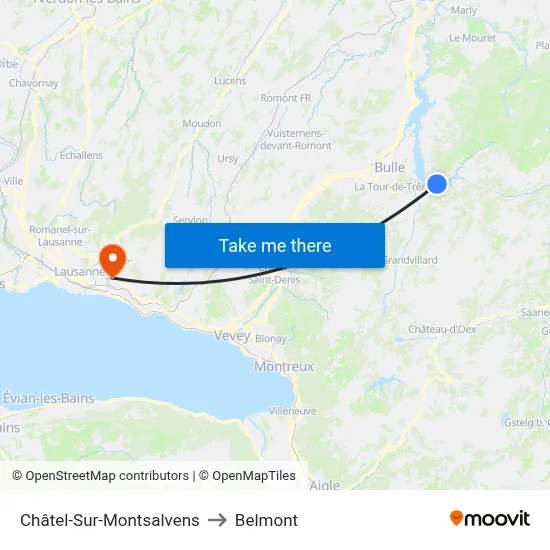 Châtel-Sur-Montsalvens to Belmont map