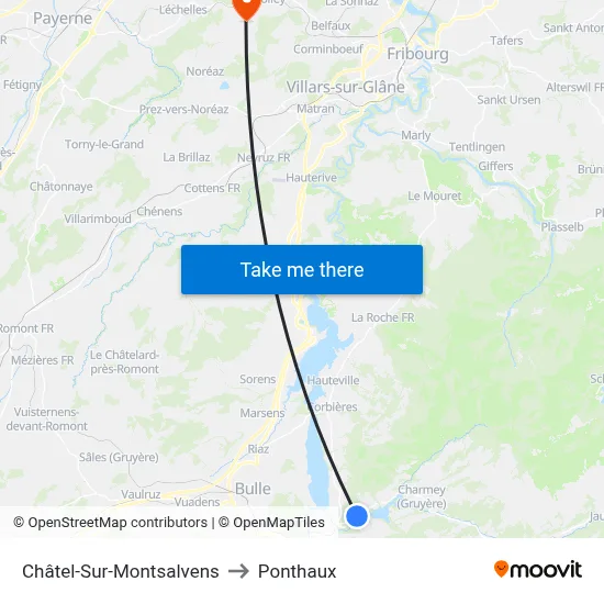 Châtel-Sur-Montsalvens to Ponthaux map