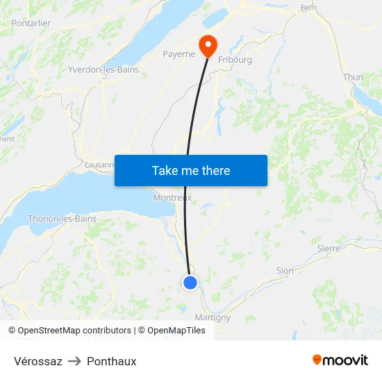 Vérossaz to Ponthaux map