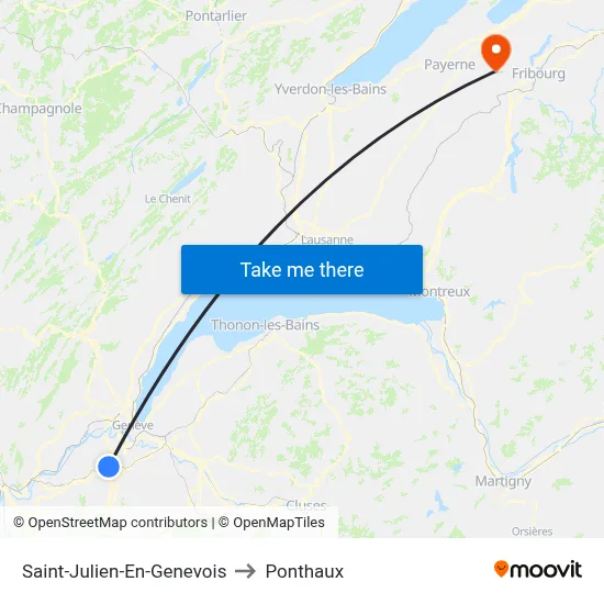 Saint-Julien-En-Genevois to Ponthaux map