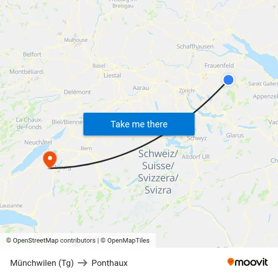 Münchwilen (Tg) to Ponthaux map