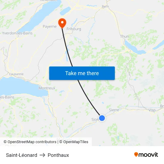 Saint-Léonard to Ponthaux map