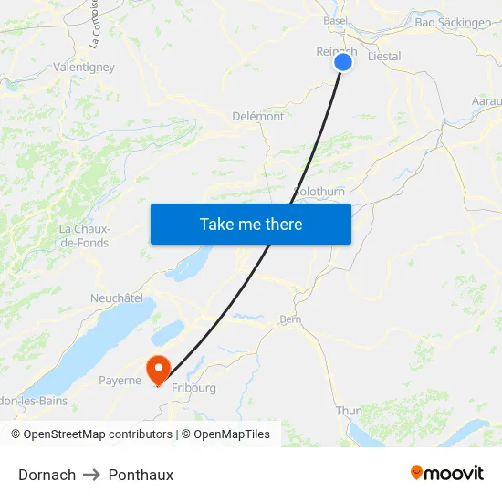 Dornach to Ponthaux map