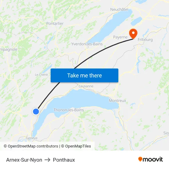 Arnex-Sur-Nyon to Ponthaux map