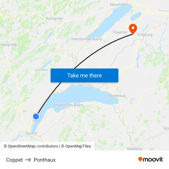 Coppet to Ponthaux map