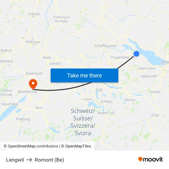 Lengwil to Romont (Be) map