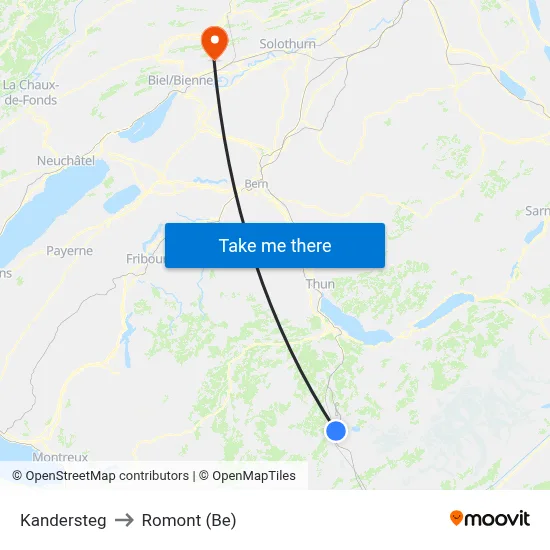 Kandersteg to Romont (Be) map