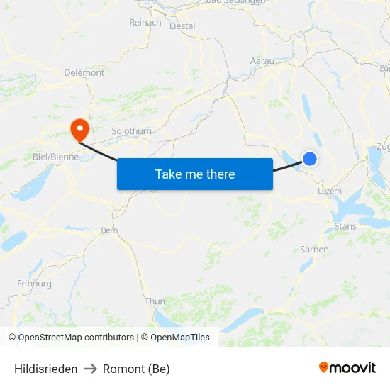 Hildisrieden to Romont (Be) map