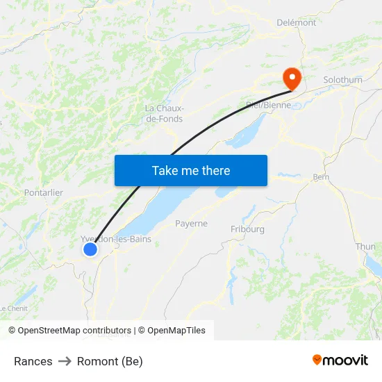 Rances to Romont (Be) map