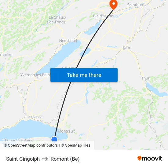 Saint-Gingolph to Romont (Be) map