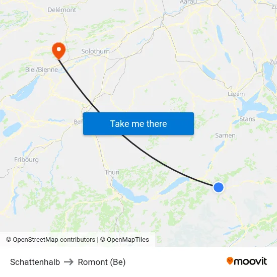Schattenhalb to Romont (Be) map