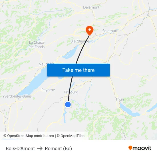 Bois-D’Amont to Romont (Be) map