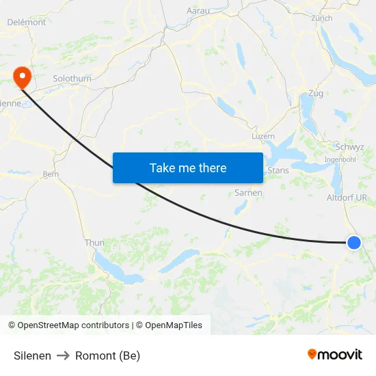 Silenen to Romont (Be) map