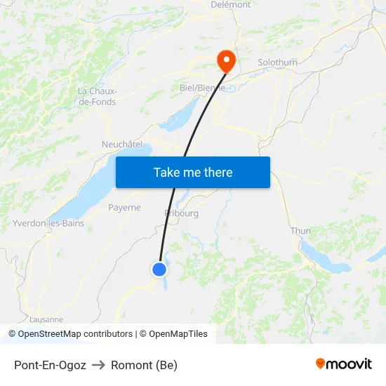 Pont-En-Ogoz to Romont (Be) map