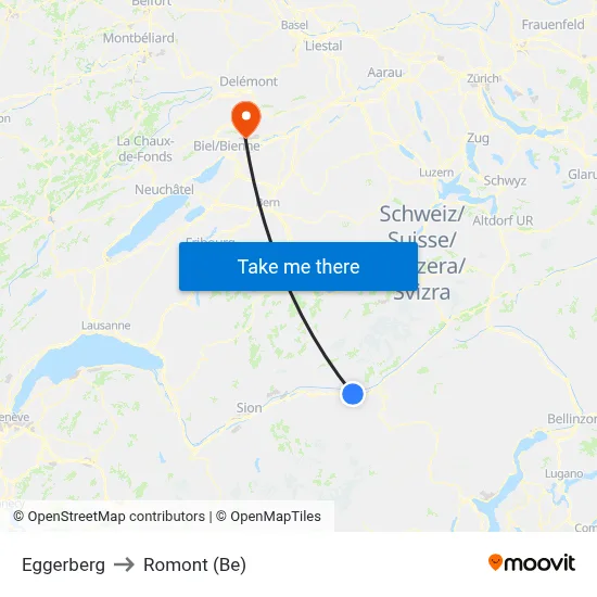 Eggerberg to Romont (Be) map