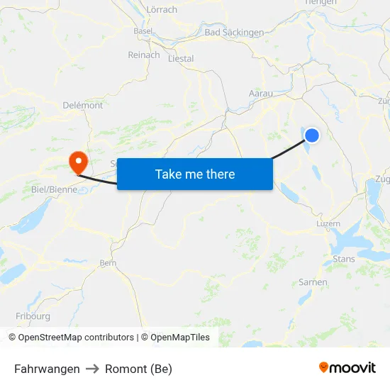 Fahrwangen to Romont (Be) map