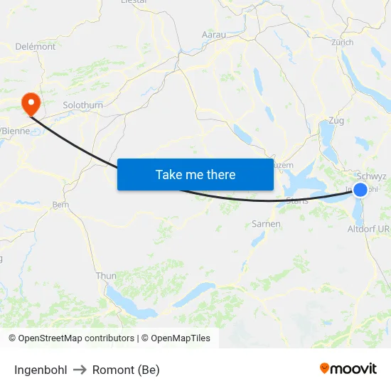 Ingenbohl to Romont (Be) map