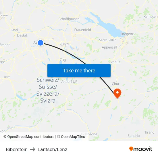 Biberstein to Lantsch/Lenz map