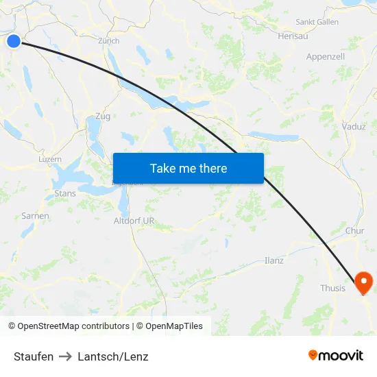 Staufen to Lantsch/Lenz map