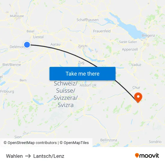 Wahlen to Lantsch/Lenz map