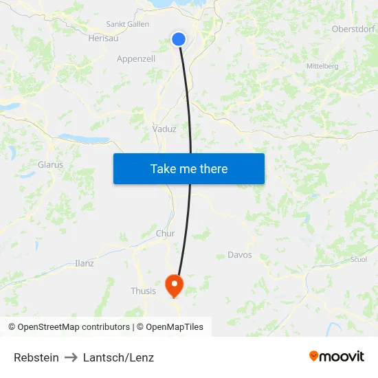 Rebstein to Lantsch/Lenz map