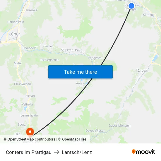 Conters Im Prättigau to Lantsch/Lenz map