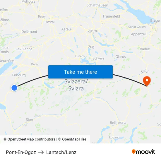 Pont-En-Ogoz to Lantsch/Lenz map