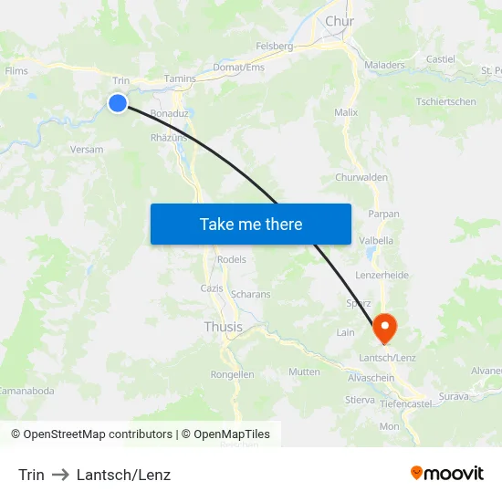 Trin to Lantsch/Lenz map