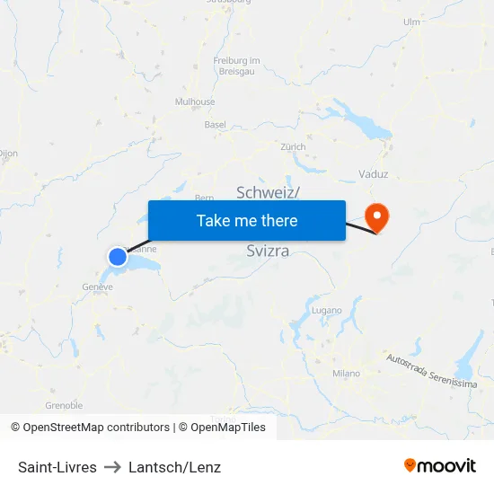 Saint-Livres to Lantsch/Lenz map