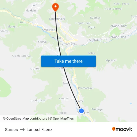 Surses to Lantsch/Lenz map
