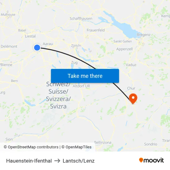 Hauenstein-Ifenthal to Lantsch/Lenz map