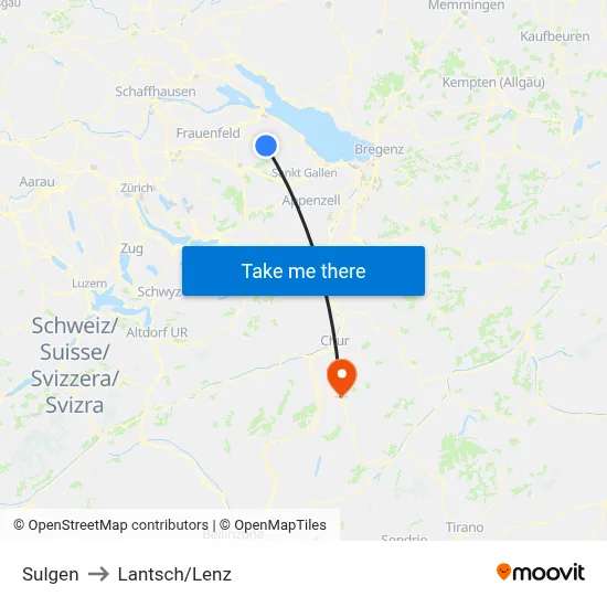 Sulgen to Lantsch/Lenz map