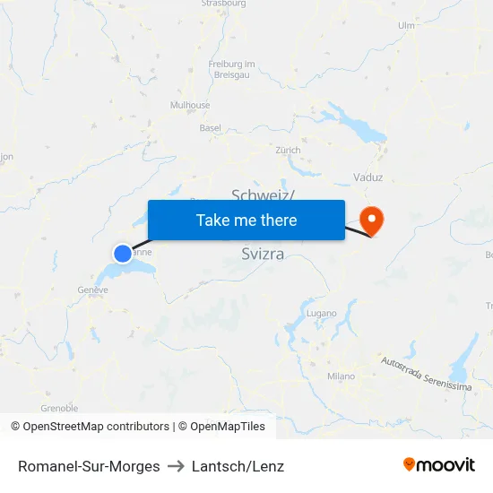 Romanel-Sur-Morges to Lantsch/Lenz map